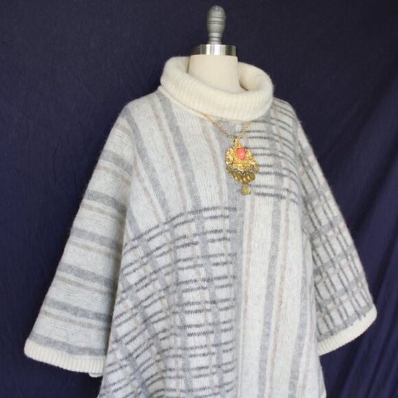 ICEWARE Vintage wool ponco cape jacket shawl aztec Fair Isles Icelandic Nordic - Picture 6 of 10